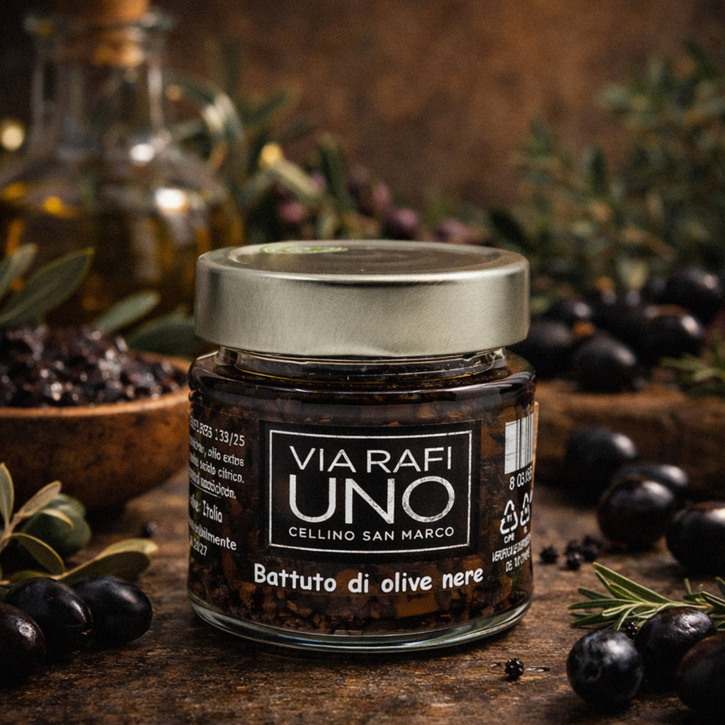 Tapenade d'olives noires Via Rafi Numero Uno, service à l'apéritif - GILDA Genève