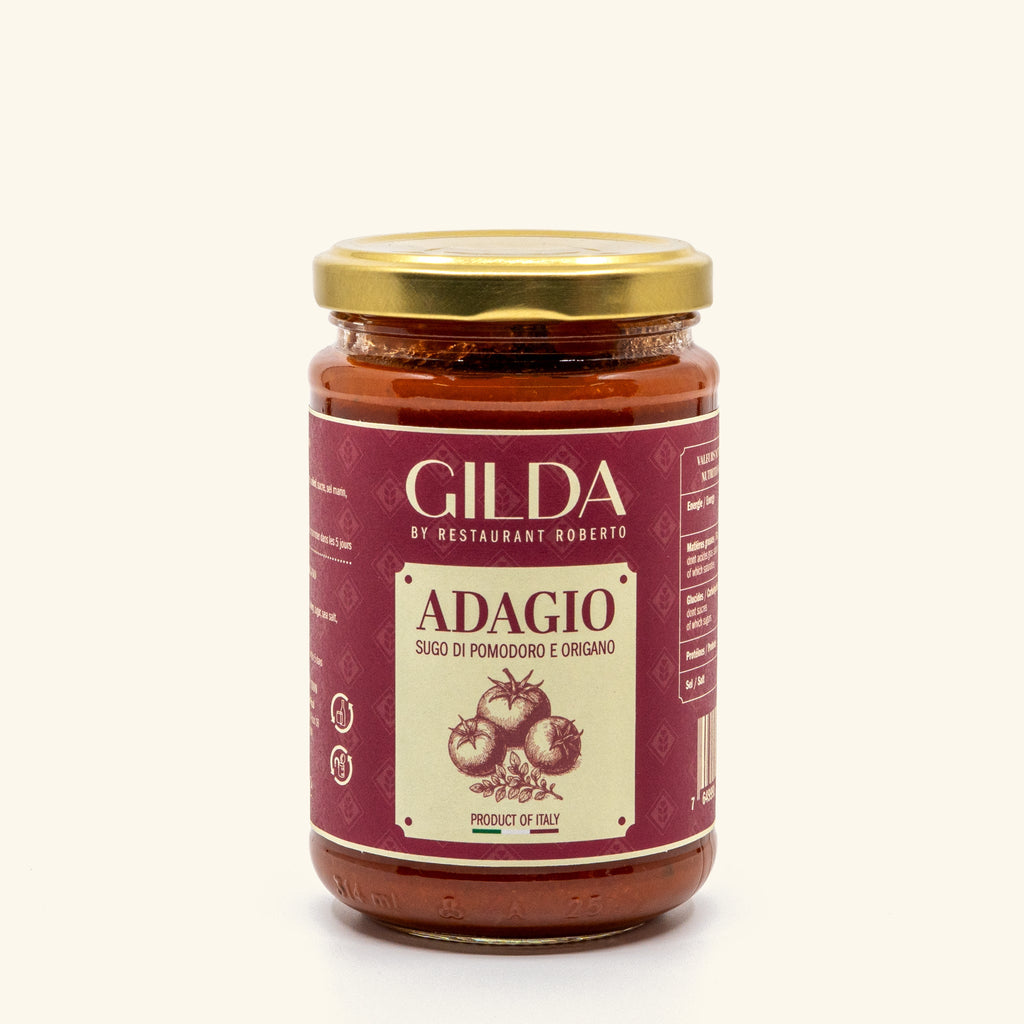 Sauce tomate et origan Adagio GILDA, image du pot de 270g pour le lot de 6