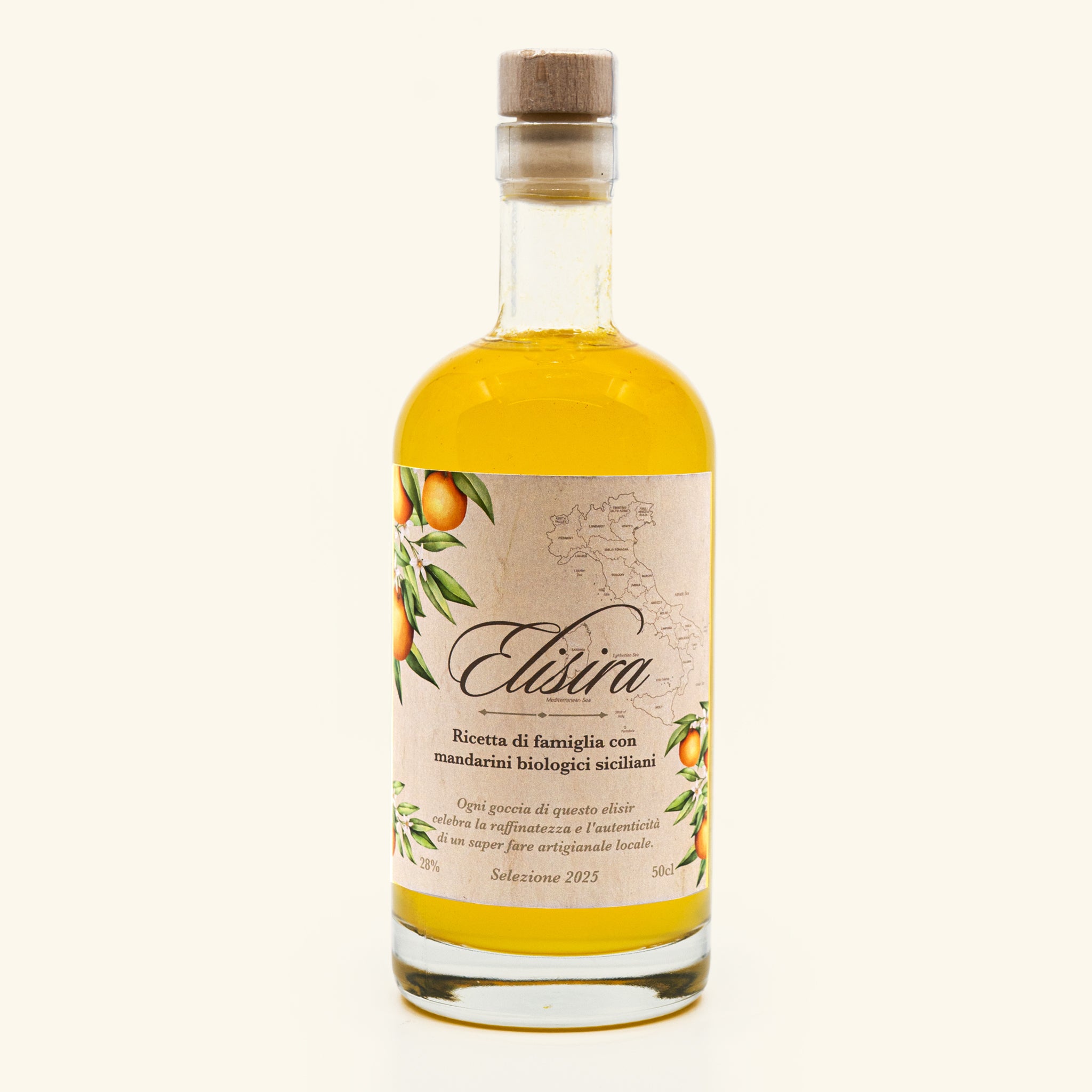 Mandarinello artisanal Elisira 500ml, liqueur de mandarine sicilienne - GILDA épicerie fine Genève