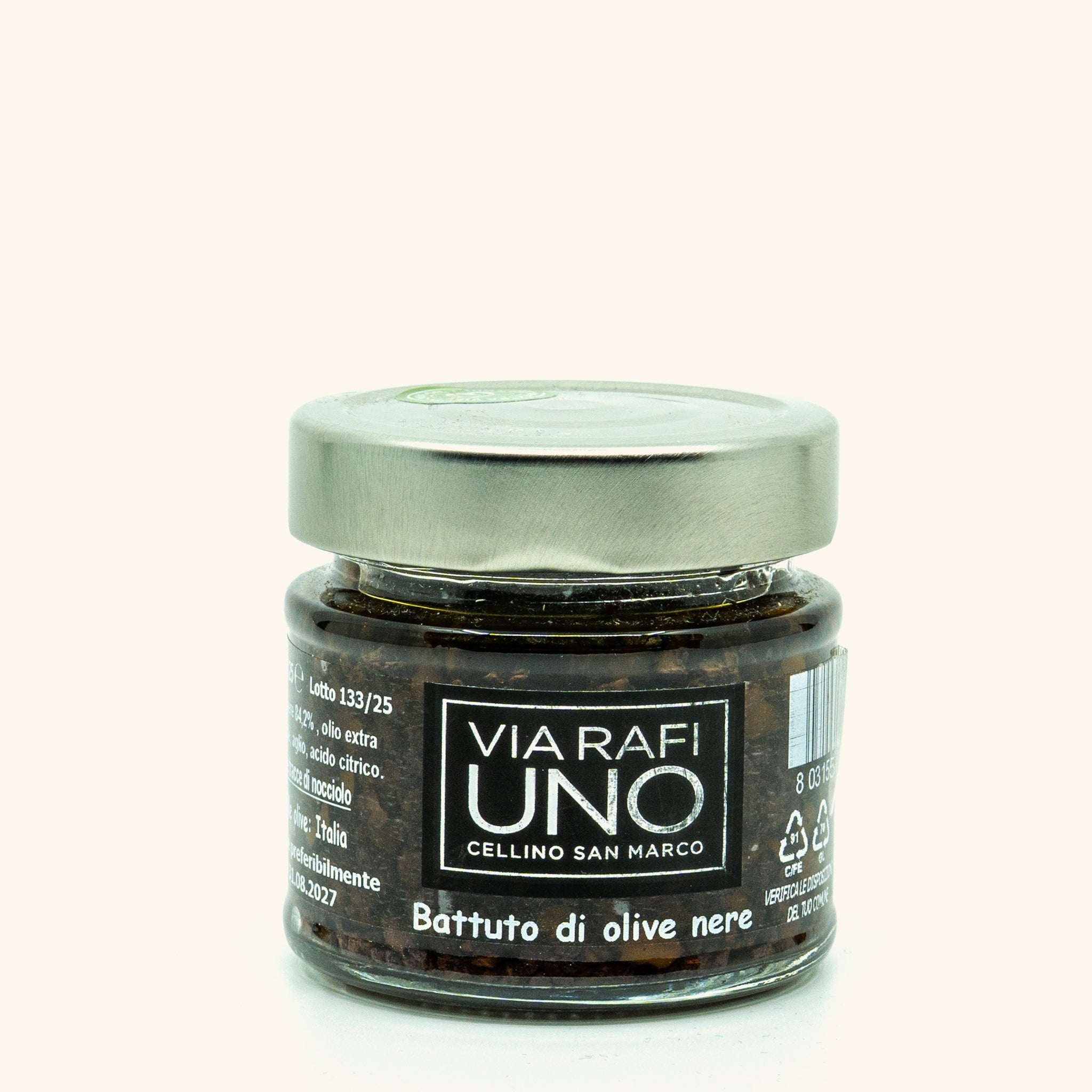 Tapenade d'olives noires artisanale Via Rafi Numero Uno 125g - GILDA épicerie fine Genève